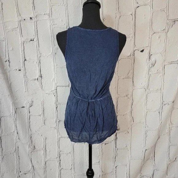 CROSBY Navy Blue Acid Wash Tank Top Gathered Waist Womens Medium Summer Tank - Picture 4 of 7